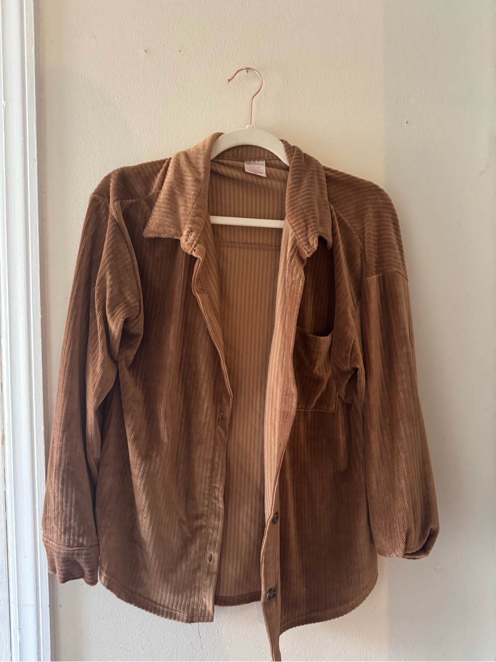 No Boundaries Brown Corduroy Shacket